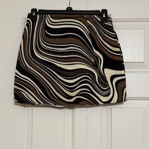 Forever 21 Swirl Pattern Mini Skirt in Brown and Black